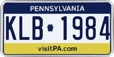 PA license plate KLB1984