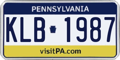 PA license plate KLB1987