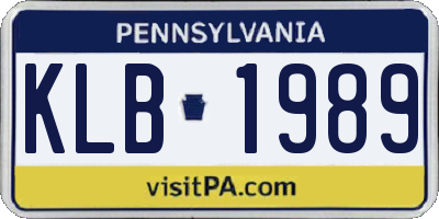 PA license plate KLB1989