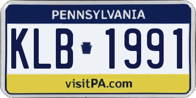 PA license plate KLB1991