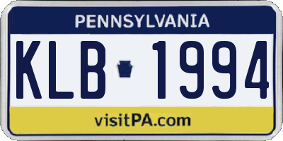 PA license plate KLB1994