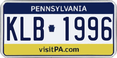 PA license plate KLB1996