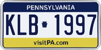 PA license plate KLB1997