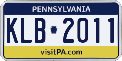PA license plate KLB2011