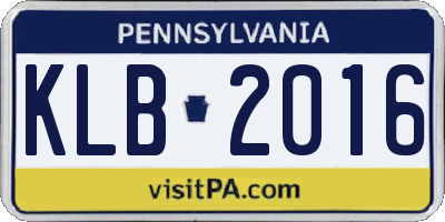 PA license plate KLB2016