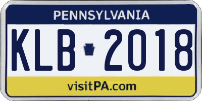 PA license plate KLB2018