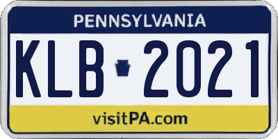 PA license plate KLB2021