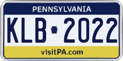 PA license plate KLB2022