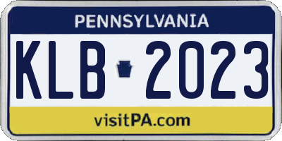 PA license plate KLB2023