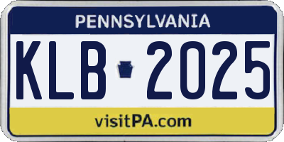 PA license plate KLB2025