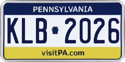PA license plate KLB2026