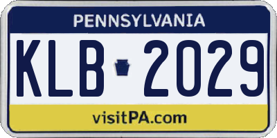 PA license plate KLB2029