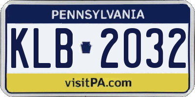 PA license plate KLB2032