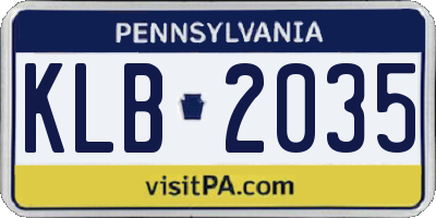 PA license plate KLB2035