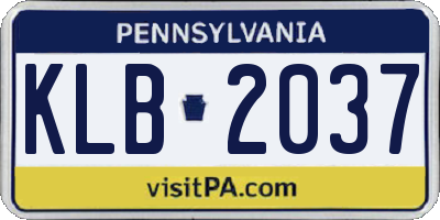 PA license plate KLB2037