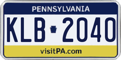PA license plate KLB2040