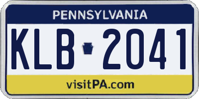 PA license plate KLB2041