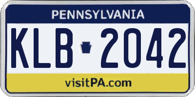 PA license plate KLB2042