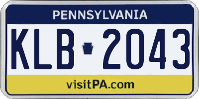 PA license plate KLB2043