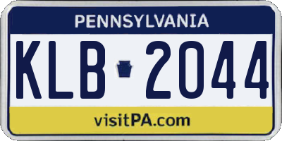 PA license plate KLB2044