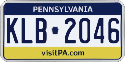 PA license plate KLB2046