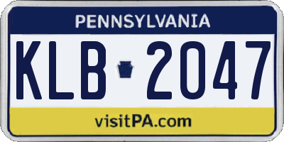 PA license plate KLB2047