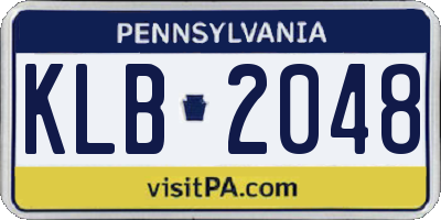 PA license plate KLB2048