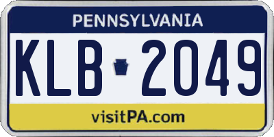 PA license plate KLB2049