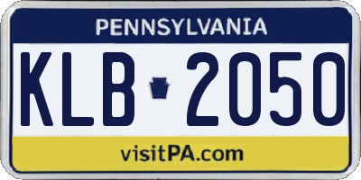 PA license plate KLB2050