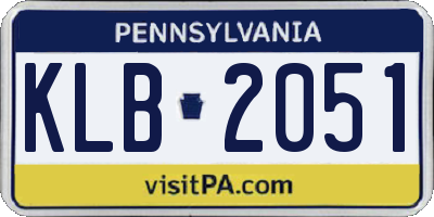 PA license plate KLB2051