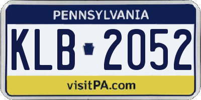 PA license plate KLB2052