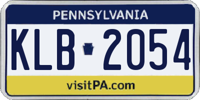 PA license plate KLB2054