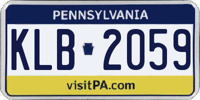 PA license plate KLB2059