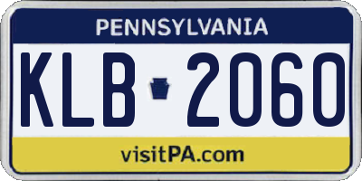 PA license plate KLB2060