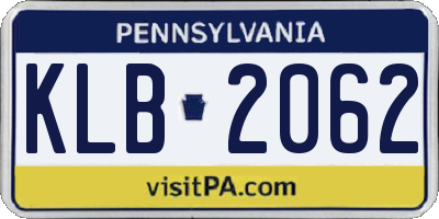 PA license plate KLB2062