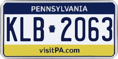PA license plate KLB2063