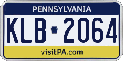 PA license plate KLB2064