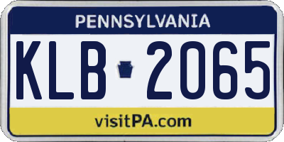 PA license plate KLB2065