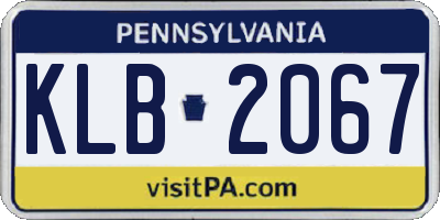 PA license plate KLB2067