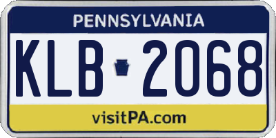 PA license plate KLB2068