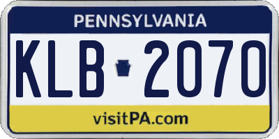 PA license plate KLB2070