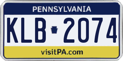 PA license plate KLB2074