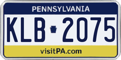 PA license plate KLB2075
