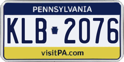 PA license plate KLB2076