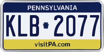 PA license plate KLB2077
