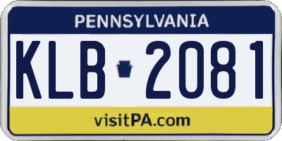 PA license plate KLB2081