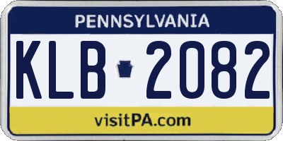 PA license plate KLB2082