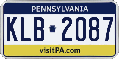 PA license plate KLB2087