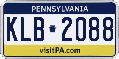 PA license plate KLB2088