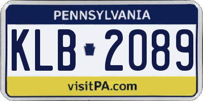 PA license plate KLB2089